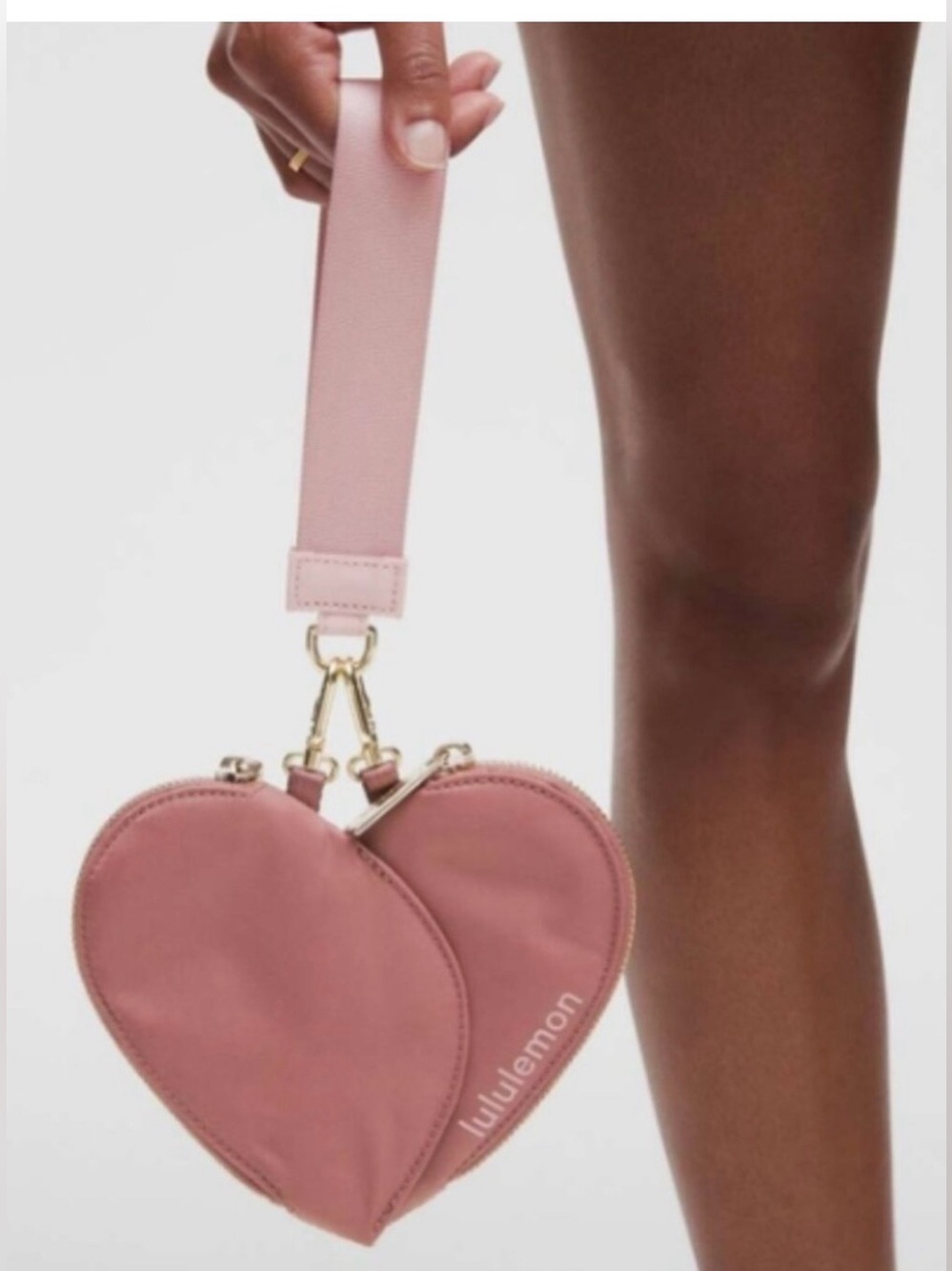 lululemon athletica Dusty Pink Heart Wristlet Crossbody